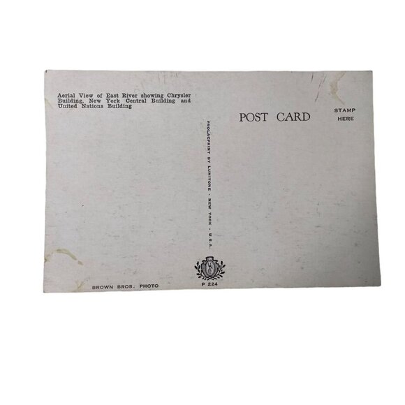 Vintage Postcard New York Aerial View Chrysler Central UN Buildings u - Picture 3 of 5